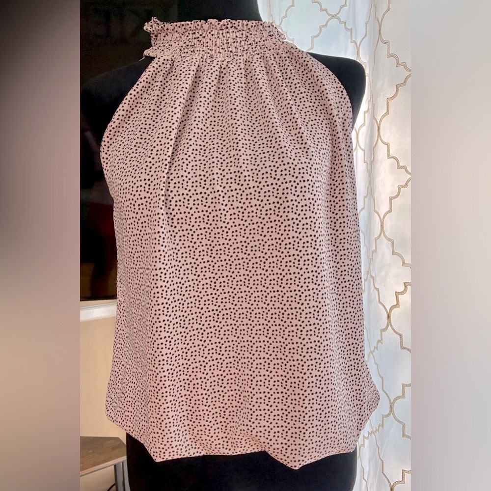 Adrianna Papell Pink and Black Halter Top